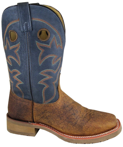Smoky Mountain Mens Parker Brown/Navy Leather Cowboy Boots 12 EE