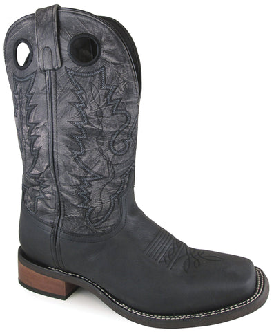 Smoky Mountain Mens Duke Black Distress Leather Cowboy Boots 7.5 D