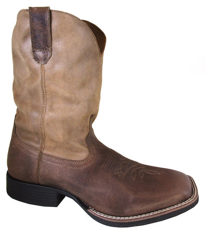 Smoky Mountain Mens Waylon Oil Distress Brown Leather Cowboy Boots