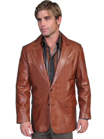 Scully Leather Mens Western Lambskin Blazer Antique Brown 42L