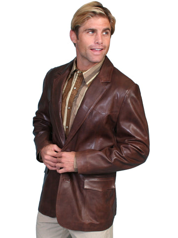 Scully Leather Mens Western Lambskin Blazer Chocolate 44L