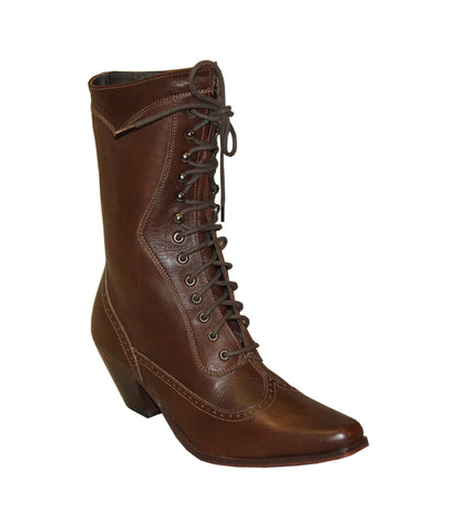 Rawhide Womens 8in Victorian Lace Up Brown Leather Fashion Boots 10 M