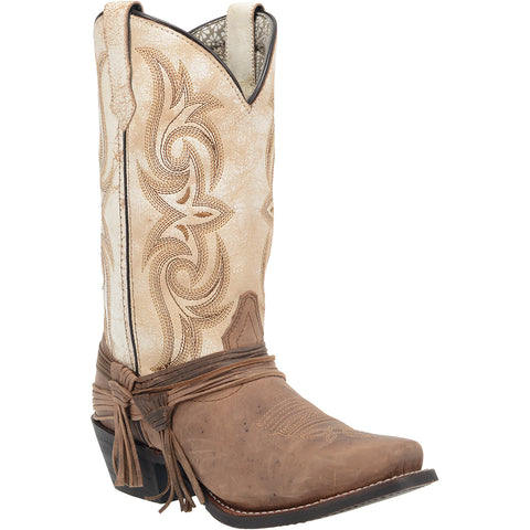 Laredo Womens Myra Cowboy Boots Leather Sand/White