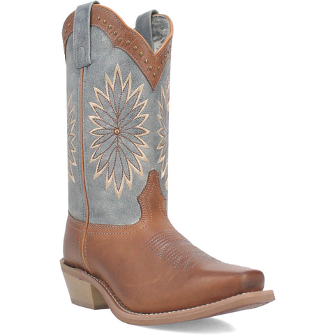 Laredo Womens Arabella Tan/Blue Leather Cowboy Boots