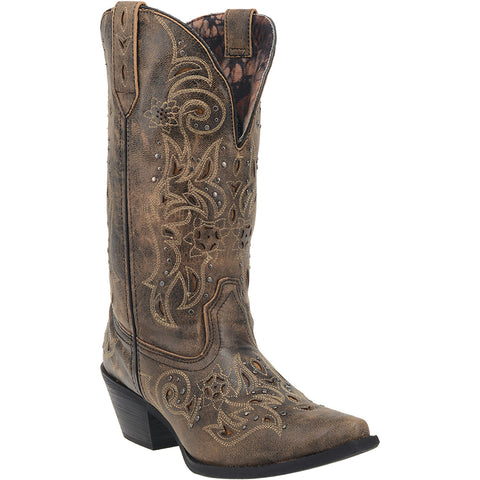 Laredo Womens Vanessa Cowboy Boots Leather Black/Tan