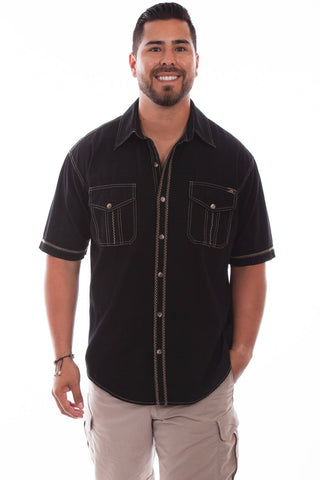 Scully Mens Black 100% Cotton Voyager S/S Shirt 4XT