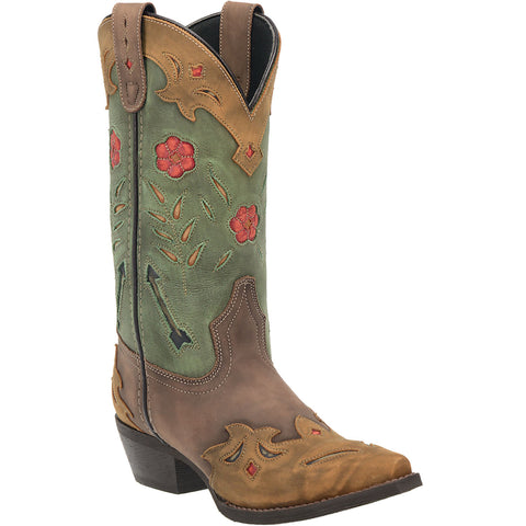Laredo Womens Miss Kate Cowboy Boots Leather Brown/Teal
