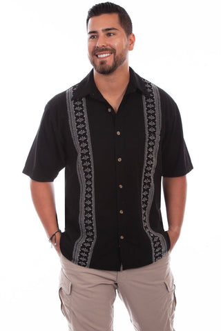 Scully Mens Black/Tan 100% Cotton Calypso S/S Shirt 3XT