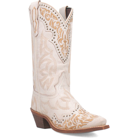 Laredo Womens Regan White Leather Cowboy Boots