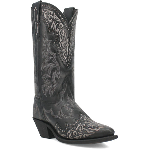 Laredo Womens Regan Black Leather Cowboy Boots