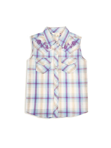 Ely and Walker Kids Girls Floral Embroidery Lavender Cotton Blend S/L Shirt