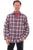 Scully Mens Burgundy 100% Cotton Flannel Plaid L/S Shirt
