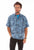 Scully Mens Batik Leaves Blue 100% Cotton S/S Shirt