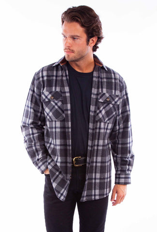 Scully Mens Heavyweight Flannel Charcoal Wool Blend L/S Shirt