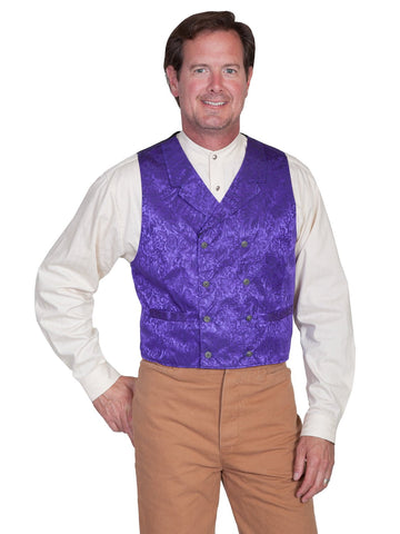 Scully Wahmaker Mens Purple 100% Silk Silk Jacquard USA DB Vest