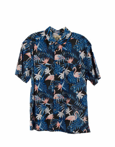 Scully Mens Flamingos Black 100% Cotton S/S Shirt