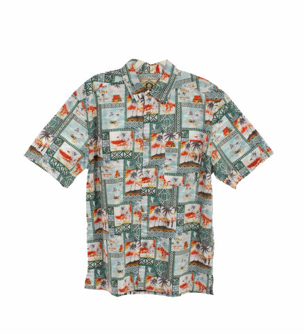 Scully Mens Island Surfers Pine 100% Cotton S/S Shirt
