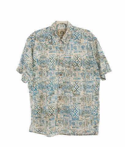 Scully Mens Special Batik Off White 100% Cotton S/S Shirt