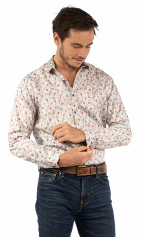 Scully Mens Flowers Point Collar Shell 100% Cotton L/S Shirt