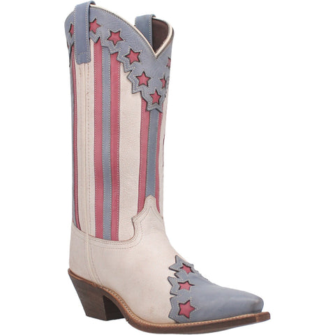 Laredo Womens Cady Off White Leather Cowboy Boots
