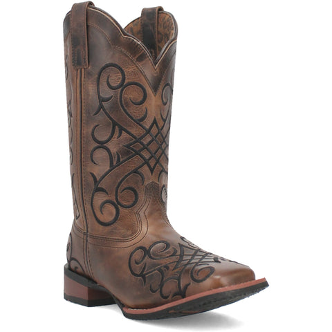 Laredo Womens Margo Dark Brown Leather Cowboy Boots