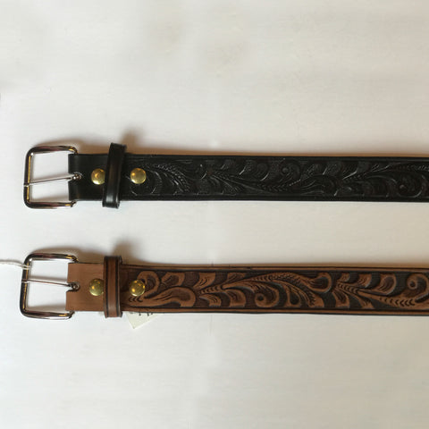 Rockmount Mens Walnut Leather Classic Western Floral 1.5in Belt
