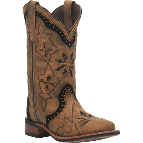 Laredo Womens Bouquet Cowboy Boots Leather Honey