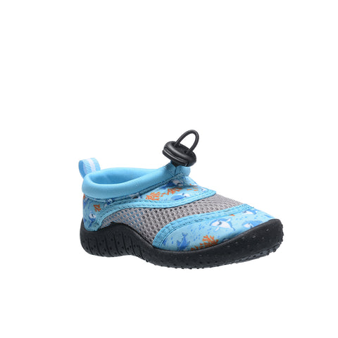 Aquasock Toddler Unisex Slip On Shark Blue/Grey Mesh Water Shoes