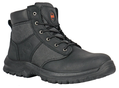 Hoss Boots Mens Black Leather Carter ST Work Boots