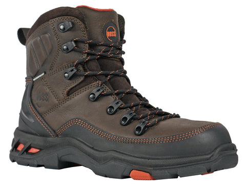 Hoss Boots Mens Brown Leather Traverse 6in CT WP PR Work Boots 11.5 2E