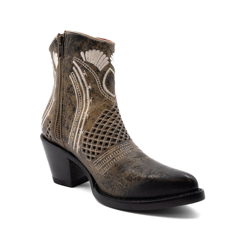 Ferrini Womens Savannah V-Toe Moss Leather Ankle Boots