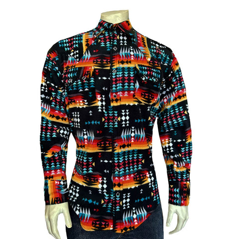 Rockmount Mens Native Pattern Western Black/Red 100% Cotton L/S Shirt