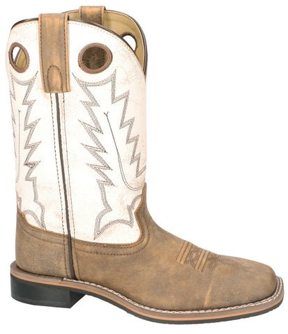 Smoky Mountain Womens Drifter Antique White/Brown Leather Cowboy Boots 8.5M