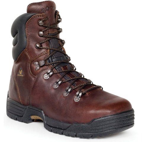 Rocky Mens Dark Brown Leather Mobilite Waterproof Steel Toe Work Boots