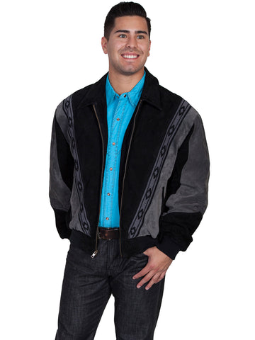 Scully Leather Mens Black W/Dk Grey Boar Suede Rodeo Jacket XXL