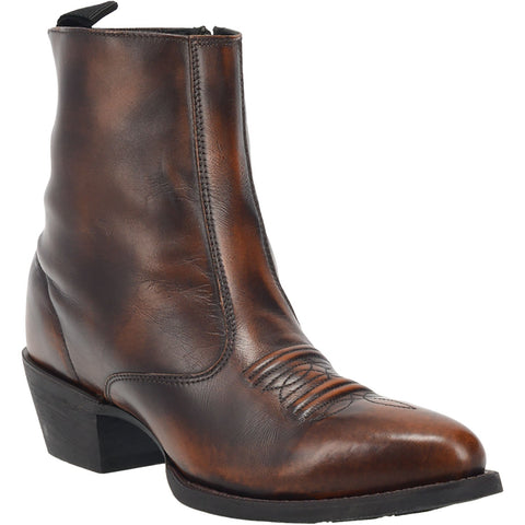 Laredo Mens Tan Fletcher 7in Zip Ankle Boots Leather 8 D