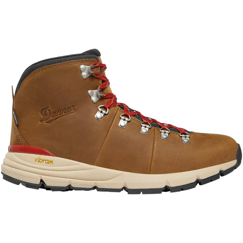 Danner Mens Mountain 600 Leaf GTX Grizzly Brown/Rhodo Red Leather Hiking Boots 8 EE