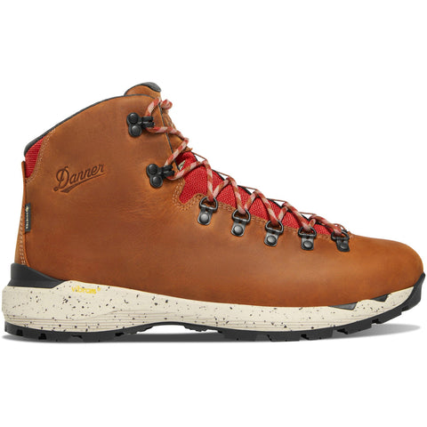 Danner Mens Mountain 600 EVO GTX Mocha Brown/Rhodo Red Leather Hiking Boots