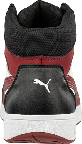 Puma Safety Mens Frontcourt Mid AST Black/White/Red Leather Work Boots
