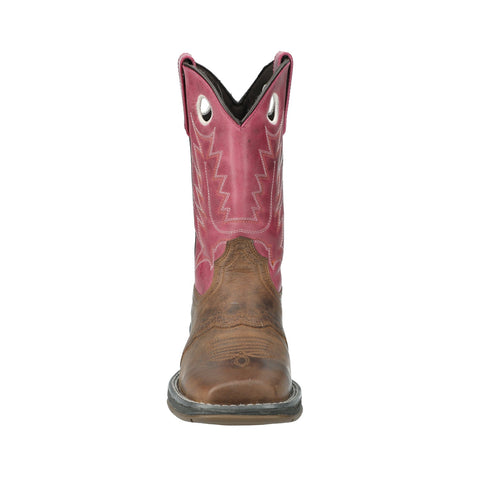 Smoky Mountain Boots Womens Prairie Brown Oil/Pink Leather Cowboy Boots 6.5 M