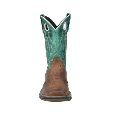 Smoky Mountain Boots Womens Prairie Brown Oil/Turquoise Leather Cowboy Boots