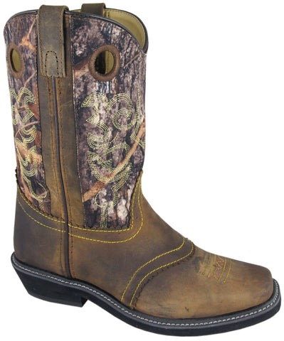 Smoky Mountain Boots Womens Pawnee Brown/Camo Oil Leather Square Toe 10 M