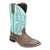 Smoky Mountain Boots Womens Rustic Rider Brown/Turquoise Leather Cowboy Boots