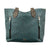 American West Womens Annies Secret Collection Zip Denim Blue Leather Tote Bag