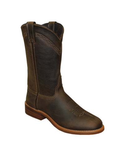 Abilene Boots Mens 11in Round Toe Stockman Brown Leather Cowboy Boots 9.5 EE