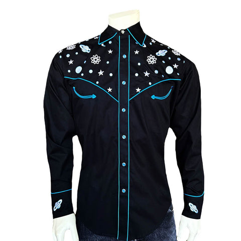 Rockmount Mens Out Of This World Black 100% Cotton L/S Shirt