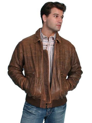 Scully Leather Mens Brown Antique Lamb Bi-Swing Bomber Jacket XXL