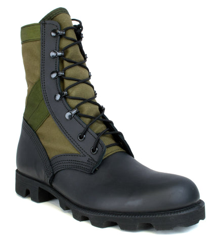 McRae Mens Black/Olive Leather/Duck Military Jungle Boots