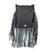 American West Womens Fringed Cowgirl 8in Black Leather Crossbody Bag