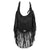 American West Womens Fringed Cowgirl Hobo Black Hair-On Leather Crossbody Bag